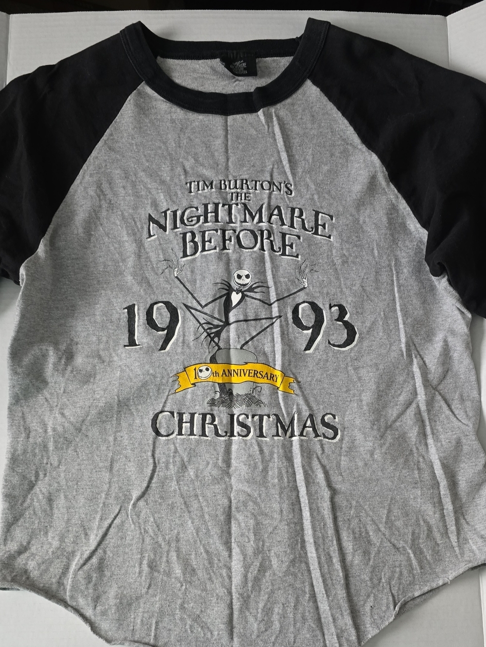 Vintage 2003 Nightmare Before Christmas 10th Anniversary Raglan Baseball Tee